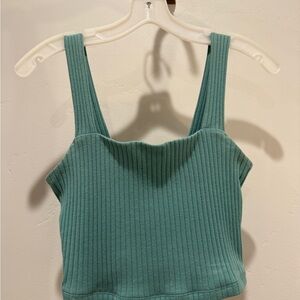 American Eagle Outfitters Teal Ribbed Tank Top